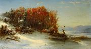 Regis-Francois Gignoux First Snow Along the Hudson River oil painting artist